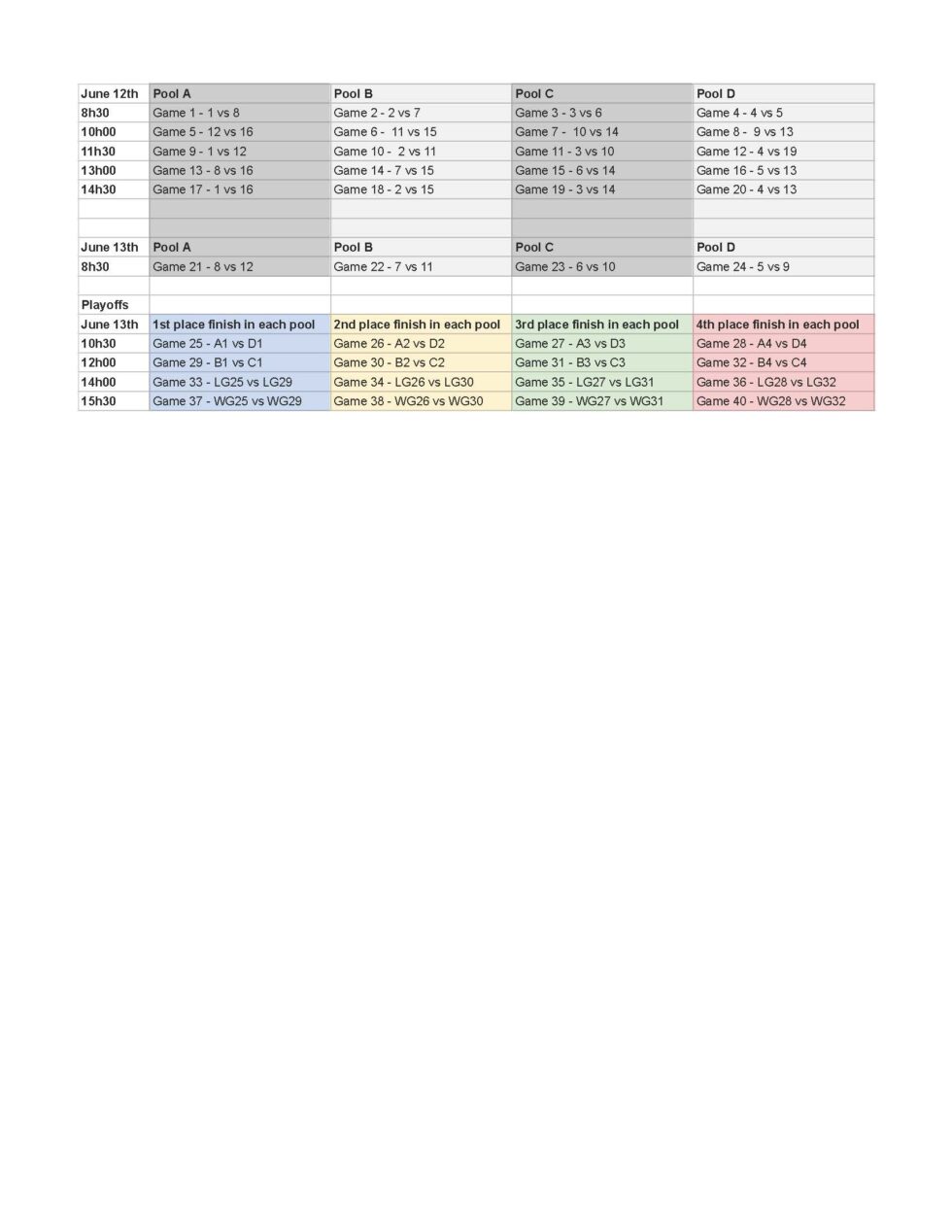 Competition Schedules OFSAA